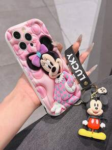 This Disney Mickey Mouse Lanyard Phone Case Is Fully Covered In TPU Material. It's Shockproof, Lightweight, And Compatible With IPhone17/16/11/13/15/15 Plus/15 Pro/15 Pro Max/12/14 Pro Max/11 Pro Max/12 Pro/12 Pro Max/13. This Phone Case Makes A Popular Birthday Gift Or Business Gift; It's Durable, Stain- And Fingerprint Resistant, And Suitable For Both Men And Women. The Set Also Includes A Mickey Mouse Phone Case And A Mickey Mouse Plush Bracelet. It's A Perfect Gift For Friends And Family. This Stylish Phone Case Is Fun, Lightweight, And Durable. IPhone17 Pro Max Phone Case, Minnie Mouse Phone Case. - 白色 - 查看 4