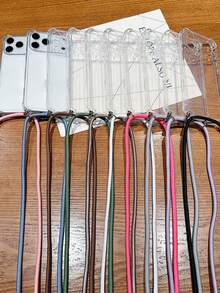 防震掛繩手機殼，適用於 17 Pro Max、17 Pro、16 Pro Max、15、14 Pro Max、13、12 Pro、11，柔軟矽膠透明防摔相機保護背蓋，輕量彈性 TPU 保護手機殼，強化護角設計 - 無色 - 查看 5