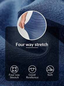 FlexDen Pantalones vaqueros de pierna ancha, estilo casual deportivo, con elástico para mujer - Azul lavado oscuro - Ver 8