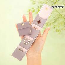 Foldable Multi-Functional Mini Travel Jewelry Organizer, Portable Jewelry Roll Pouch, Multi-Compartment Storage, Secure Closure, For Necklaces, Earrings, Rings, Suitable For Travel, Daily Use Or Gift, Available In Multiple Colors - Multicolor - View 2