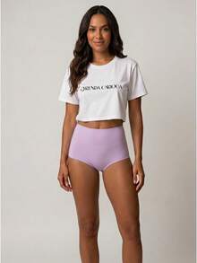 Kit 3 Seamless Boxer Briefs Laser Cut Women's Boxer Briefs Lingerie No Brand - 彩色 - 查看 2