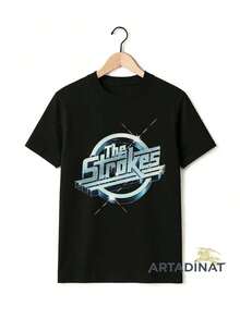 1 pieza Camiseta con estampado de The Strokes, Camiseta de la banda  K, Algodón Uni 180g 100% Algodón - Negro 2 - Ver 12