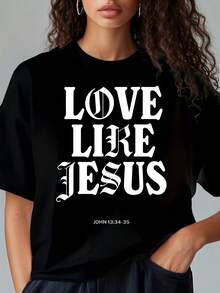 Loose-Fitting T-Shirt Available In Various Colors - Printed With Inspirational Poetry - Premium Quality T-Shirt - Perfect For Choirs And Religious Services/Churches/Religious Summer Camps/Easter. - 黑色 - 查看 6