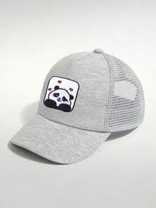 1件兒童版透氣網格棒球帽，可愛熊貓刺繡，中性夏季遮陽帽 - 貓熊 - 查看 20