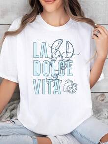 C1AmiS1eta italiana La Dolce Vita Ciao Bell1A MermaiD1Core Ocean Inspired StY1Le S1oft Gir1l1L Ouit Lobster Tomato Gir1l1L Summer Oceancore Gift Summer T1EE - Blanco - Ver 2