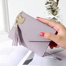 1 PC Tassel Pendant With Lychee Pattern Wallet, Card Holder, Coin Purse, Three Fold Wallet, Suitable For Storing Change And Keys - Multicolor - View 10