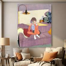 Enmarcado [JIT] Póster y materiales impresos, 1 unidad, pintura sobre lienzo con marco, figuras minimalistas modernas, para el hogar, oficina, bar, cafetería, aula, dormitorio,  de decoración de pared para diversos lugares, regalo de vacaciones, huevo de Pascua, Día de los Inocentes, Día de la Madre. - Enmarcado - Ver 5
