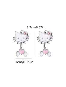 SANRIO Bộ 2 chiếc, bông tai mùa thu thời trang và đa năng với thiết kế hoạt hình Hello Kitty dễ thương, hoàn hảo cho một diện mạo nào đó. - Nhiều màu - Xem 2