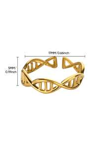 1pc Unique DNA Double Helix Open Ring, 18K Gold Plated Open Band Ring, Niche Design Accessory, Street Style Gift - Multicolor - View 8