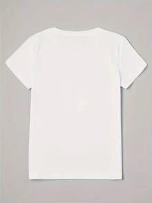 S018 Camiseta Casual de Manga Corta Personalizada con Estampado - Blanco - Ver 5