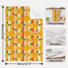 2pcs Kitchen Towels, Summer Striped Plaid Orange Print, 40*60cm Modern Style Rectangular Super Soft Fiber Kitchen Towels, Dish Cloths, Hand Towels, Kitchen Decor, Housewarming Gift, Suitable For Kitchen And Bathroom, Great For Housewives And Family Gatherings, High Cost-Performance, Household Essential - Orange - View 4