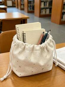 Cute Star Print Drawstring Cosmetic Bag, Large Capacity Pouch, Portable Makeup/Sundries Storage Bag, Suitable For Students And Commuters - Multicolor - View 6