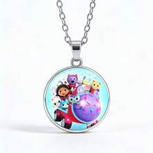 1pc Gabby Doll House Crystal Necklace, Gabby Pattern Alloy Pendant, Girl's Sweater Accessory, New Year/Valentine's Day/Easter Gift [Random Style] - Multicolor - View 3