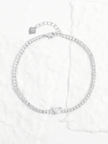 1 chiếc vòng tay sang trọng, lấp lánh, thanh lịch, tinh tế bằng bạc 925 đính đá Cubic Zirconia, thiết kế hình vuông và giọt nước, phù hợp cho nữ giới hẹn hò, dự tiệc, tiệc chiêu đãi, đeo hàng ngày, thể hiện sự quyến rũ, là món quà tuyệt vời. - Bạc - Xem 6