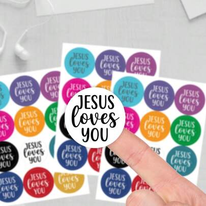 10sheets Jesus Loves You Labels Stickers - Christian-Themed Round Labels For Gift Wrapping, Envelope Seals, Candy Bags & Party Favor Decor, Holiday Gift Decoration Stickers