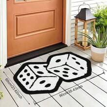 1pc Dice Pattern Personalized Bathroom Mat, Made Of Soft Faux Cashmere, Unique Aesthetic Vintage Area Rug, White Dice Design Suitable For Bathroom, Kitchen, Outdoor, Indoor, Hallway, Bedroom, Living Room, Machine Washable, Easy To Clean, Non-Slip Bottom, Suitable For Bedroom Decor, Bathroom Decor, Holiday Decor, Room Decor, Outdoor Decor - Dice - View 14