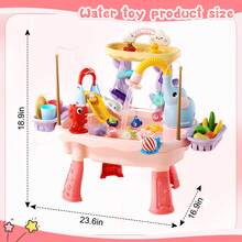 Upgraded Toddler Water Table Toy With Electric Water Pump, Kids Sand Water With Faucet/Play Food Accessories/Fishing Toy, Kitchen Play Sink Toys - Pink - View 4