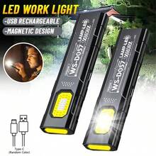 1pc Portable LED Keychain Flashlight With COB Side Light, USB-C Rechargeable Mini Flashlight, EDC Pocket Lantern, Floodlight Work Lamp, With Magnet, Camping Equipment - Black - View 3