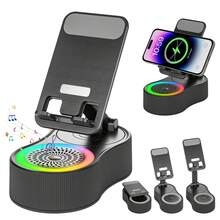 5-In-1 Wireless Induction Bluetooth Speaker With Adjustable Phone Stand, 5000mAh Rechargeable Battery, 8 RGB Ambient Lights, Multifunctional Stereo Audio Phone Holder For IPhone, Android & Tablet - View 11