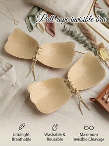 Sujetador invisible sin tirantes con cordón ajustable y almohadillas adhesivas para el pecho, almohadillas para el pecho de novia sin espalda, soporte push-up - Multicolor - Ver 1