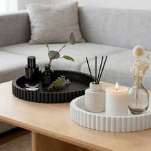 Modern Minimalist Black Silicone Round Tray, Suitable For Coffee Table Decor - Minimalist Design Art Center Decor, Great For Home Decor, Perfume Display And Fashion Center Decor, Coffee Bar Decoration - A - View 1