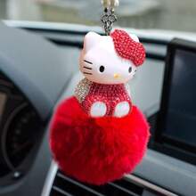 1 chiếc phụ kiện trang trí xe hơi Sanrio, móc khóa Hello Kitty dễ thương, mặt dây chuyền Hello Kitty đính đá lấp lánh gắn gương xe - Quà tặng ngày lễ cho nữ - Phụ kiện trang trí xe hơi Hello Kitty - Nhiều màu - Xem 4