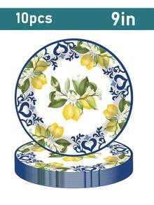 50pcs Lemon Party Supplies Disposable Tableware Set - Lemon Party Decorations, Yellow Lemon Pattern Plates, 7"/9" Paper Plates, Napkins, 9oz Paper Cups, And Summer Fruit Lemon Decor Party Tableware (Suitable For 10 Guests) - Multicolor - View 7