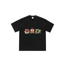 Camiseta unisex de manga corta informal de corte holgado con estampado tipográfico de Moanass, papá y Heihei, estilo anime vintage de los 90. - Negro - Ver 1