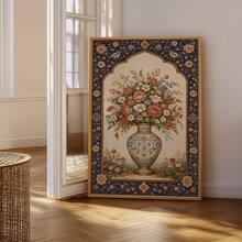 1pc Frameless Persian Floral Vase Wall Art  Print Vintage Botanical Elegant Flower Poster Aesthetic Apartment Living Room Bedroom Back To School Funky Posters Dorm Essentials - Persian Flowers - View 1