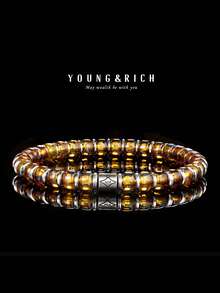 YOUNG&RICH Pulsera de cristal naranja para hombres joven & RICH, joya casual de tono brillante como regalo para hombres - Naranja - Ver 1