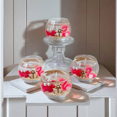 1pc/Box, Ins Style Ocean Jelly Scented Candle, Flamingo & Crab Atmosphere Desktop Decor, Beach Theme Party/Photo Prop/Best Friend Gift/Birthday Souvenir/Bedroom Sleep Aid