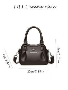 Bolso de mano de piel sintética, bolso de hombro para mujeres en múltiples colores, adecuado para ir al trabajo, compras, uso diario, espacioso pero ligero, apropiado para damas maduras y estudiantes, con decoración texturizada y correa ajustable desmontable - Multicolor - Ver 7