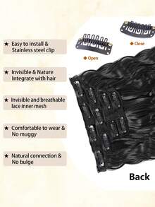 Extensiones de cabello rizado corto de 12 pulgadas, set de 4 piezas, adecuadas para uso diario para añadir volumen - Multicolor - Ver 3
