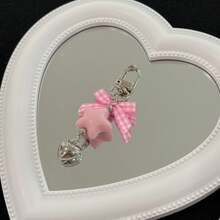 1pc Women's INS Style Macaron, Star, Heart Keychain, Sweet Plaid Bow Pendant, Versatile Girly Backpack Keychain - Multicolor - View 7