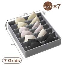 Organizador de ropa interior, caja de almacenamiento para sujetador, bragas, calcetines, cajas de almacenamiento, armario para dormitorio, organizador de ropa, cajón plegable, Separador Cas - 7 cuadrículas-beige - Ver 10