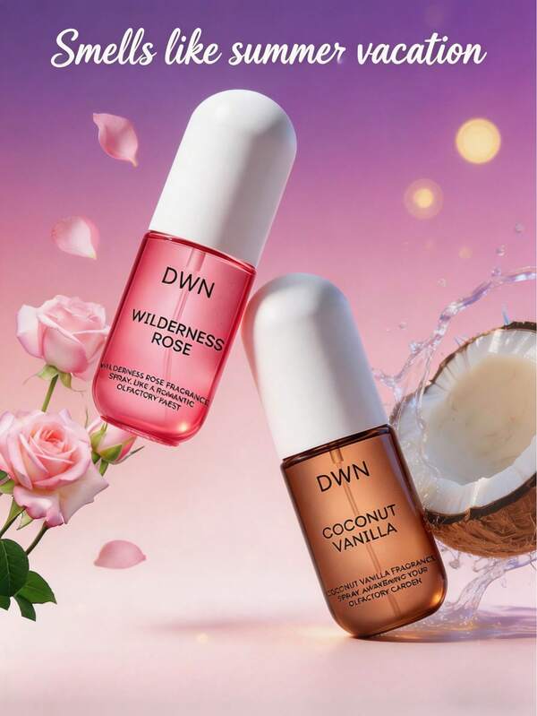 50ml Brazilian Home Fragrance Mist Vanilla Coconut Wild Rose Scent Multi-Use Room Linen Pillow Closet Bag Handbag Travel Hotel Office Gym Ambient Aroma Everyday