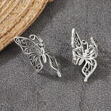 Women's Fashion Hollow Butterfly Design Clip-On Earrings, Suitable For Daily Wear And Party - Silver - View 5