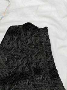 Top bandeau con textura floral para mujer - Negro 2 - Ver 4