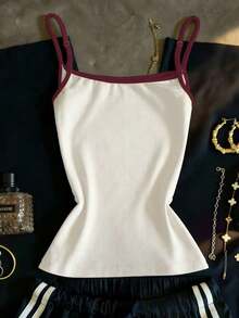 Camiseta de tirantes de lunares versátil y casual para el verano - Blanco - Ver 2