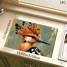 1pc Vintage Bird Print Absorbent Mat/Drying Mat For Coffee Maker, Tableware - Polyester Absorbent Desktop Protective Mat With Rubber Anti-Slip Pad, For Kitchen Counter Decor, Home Bar And Dining Table - Multicolor - View 12