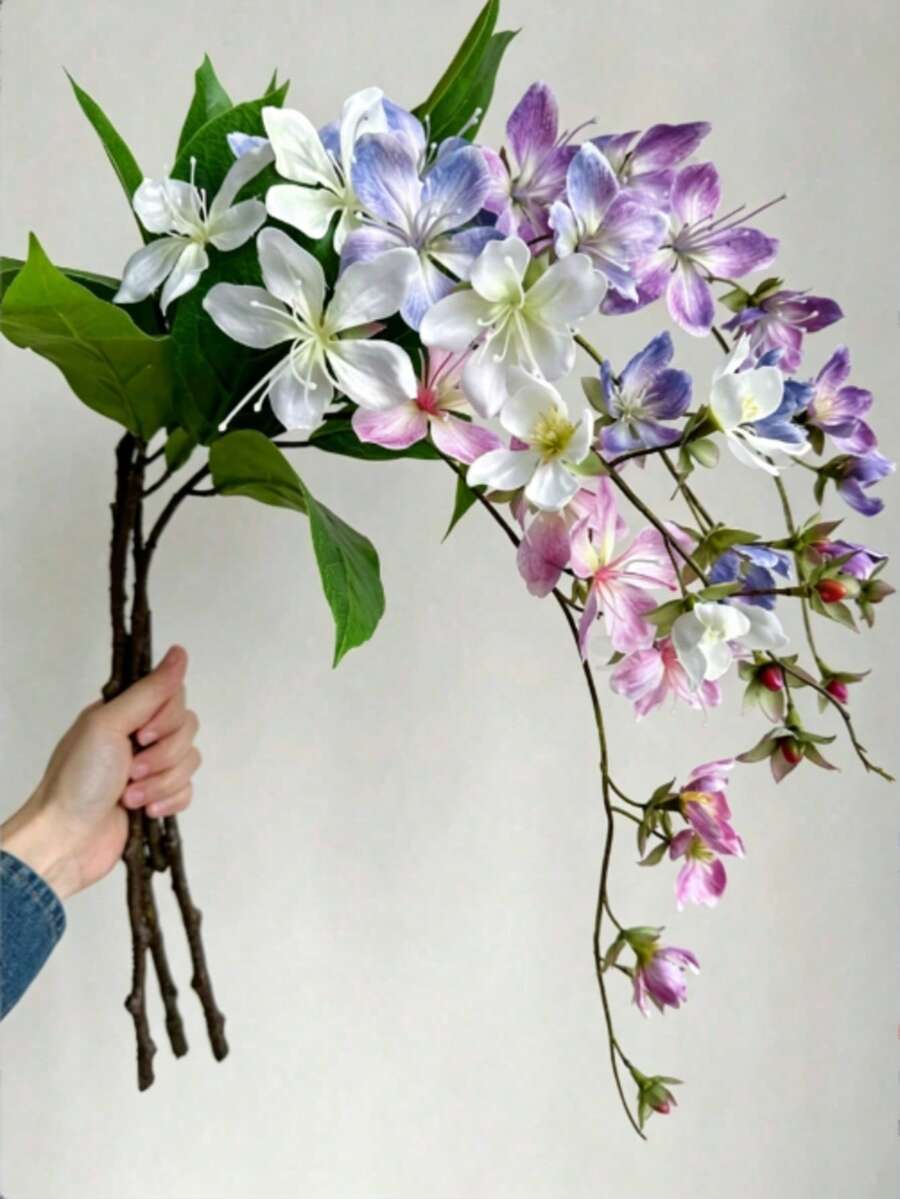 2pcs Artificial Jasmine Flower Hanging Decor For Balcony, Artistic Silk Flower, Lifelike Real Flower, Suitable For Home Decor Bouquet, Balcony Decor, DIY Wedding Bride Gift, Birthday Party Supplies, Tabletop Decor, Yard Decor, Wedding Decor Bouquet, Bouquet, Artificial Flower, Back To School Room Decor, Silk Lily Fake Flower - Multicolor - View 1