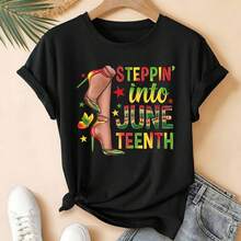 Women's Soft Crew Neck T-Shirt, Casual Fit With Slightly Loose H-Cut And Elastic Waistband, Perfect For Casual And Party Outfits, A Wardrobe Essential. This Soft And Breathable Crew Neck T-Shirt Is Ideal For Theme Parties And Casual Wear, Offering Year-Round Comfort. - 黑色 - 查看 6