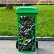 1张平面图案印花厨房垃圾桶贴纸，14.57x32.28英寸，花卉雨林景观主题厨房家居装饰墙纸，自粘式，适用于橱柜和衣柜，现代厨房家居装饰贴纸 - 款式1 - 查看 3