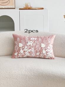 LCUHPCL 1pc Spring/Summer Charming 3D Embroidered Multi-Color Tulip & Gypsophila Wild Flower Embroidered Throw Pillow Cover, Home Decor Suitable For Living Room, Bedroom, Party, Sofa, Etc. - Pink - View 16