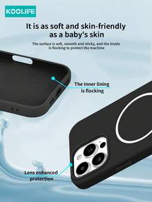 Ốp lưng điện thoại Koolife màu đen, chất liệu silicon lỏng từ tính, vỏ bảo vệ TPU mềm chống sốc, tương thích với Apple 17/17pro/17promax/17Air/16/15/14/13/12/11 - màu đen - Xem 5