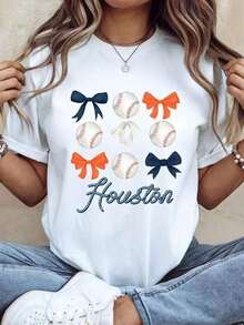 1 camiseta de los Houston Astros para el día del juego, camiseta de béisbol azul y naranja para mujer, 180g, 100% algodón suave. - Blanco - Ver 1
