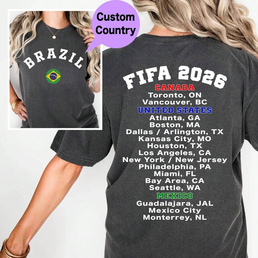 Custom World Cup T-Shirt, Custom Soccer Jersey, Jerseys, 2026 World Cup Jersey, Soccer Jersey, USA, Canada, Mexico - 白色(限黑白款式) - 查看 1