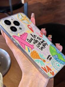 1pc Graffiti Airplane Travel Pattern Phone Case, Suitable For IPhone XR 11 12 13 14 15Plus 16Pro Max 17Air Max Series, Suitable As A Gift For Friends And Family - Multicolor - View 3