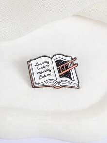 Leaving Reality Entering Fiction Reading Theme Brooch, Unique Bookish Accessory, Perfect Gift For Literature Lovers, Stylish Pin Design - Multicolor - View 5