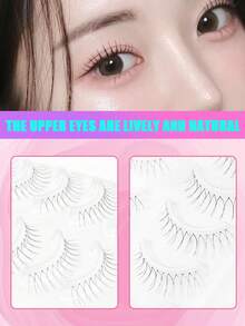 5 pares de pestañas postizas japonesas de dibujos animados, transparentes e invisibles, de estilo natural, suaves y ligeras. Adecuadas para citas, viajes, uso diario y maquillaje versátil - Ver 3